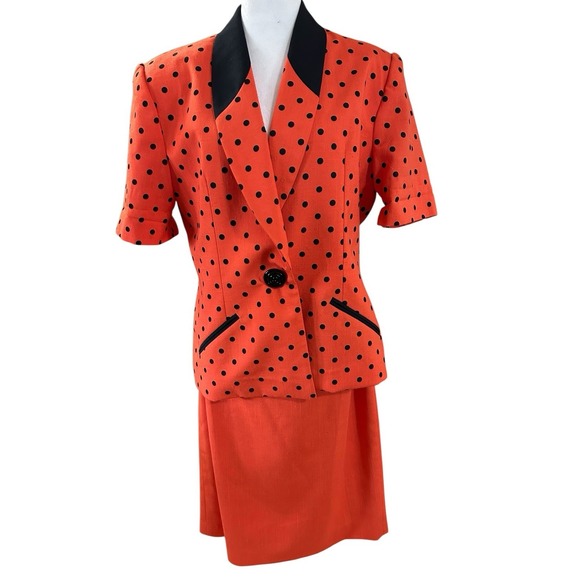 Morgan Miller Vintage 2 Pc Polka Dot Skirt Suit Sz 16 - Picture 1 of 8